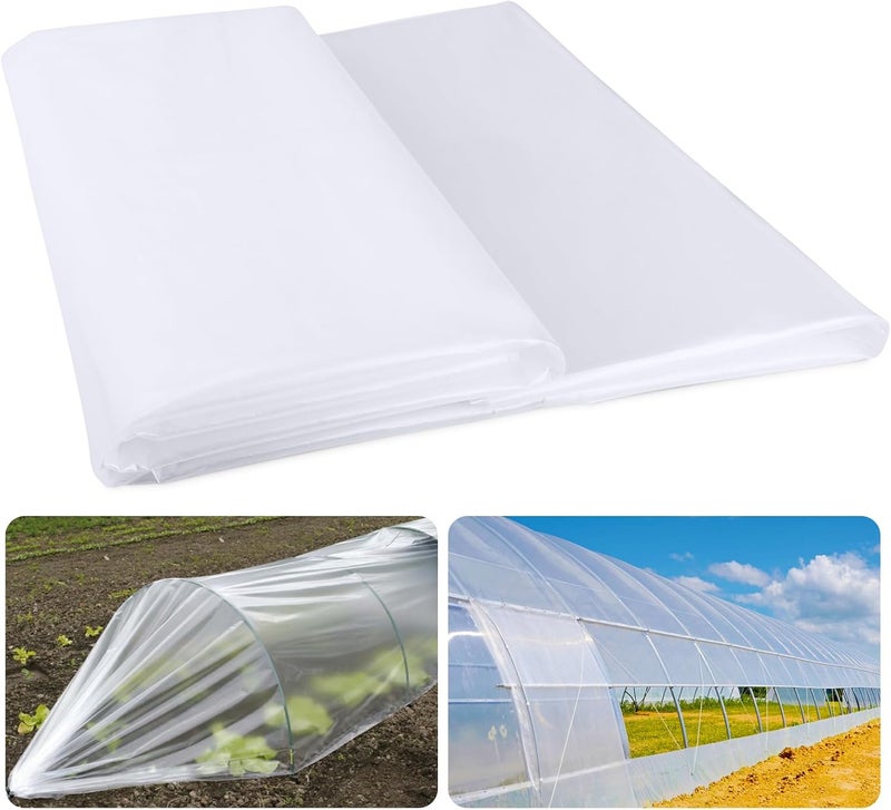 laapee 10' x 26' Greenhouse Plastic Film Sheeting Cover 6 Mil Thickness, Clear Greenhouse Cover Polyethylene Plastic UV Resistant Anti-drip, Anti-Fog for Farms, Agriculture, Garden, Farm Plastic Cover - Image 1